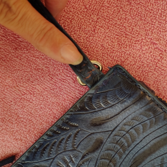 Free People Embossed Fringe Wristlet Clutch
